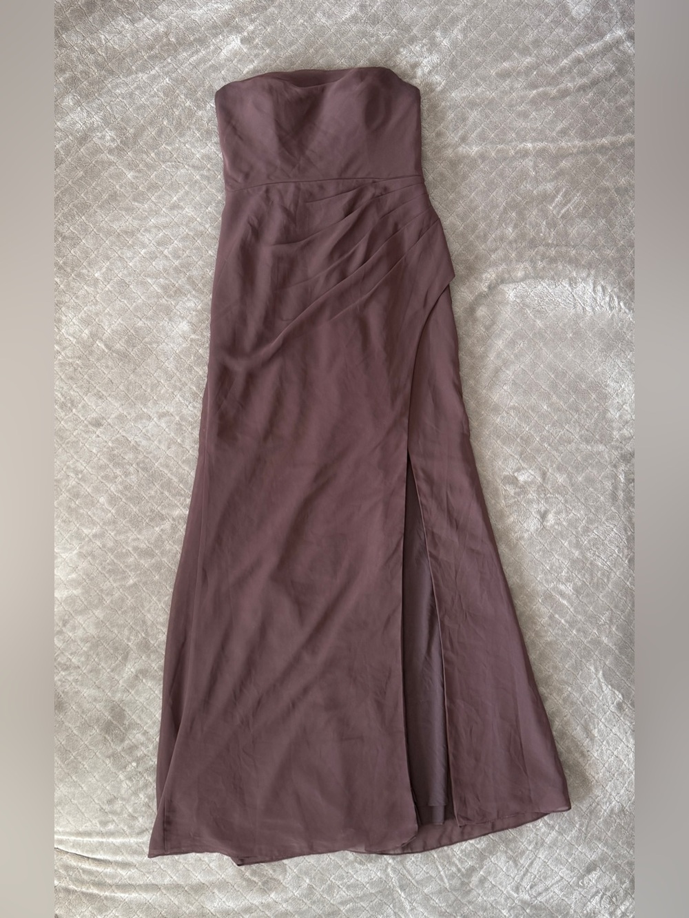 Azazie Strapless Evening Gown in Mauve Plum